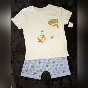Bluey Kids Pajama Set - Light Blue and Green